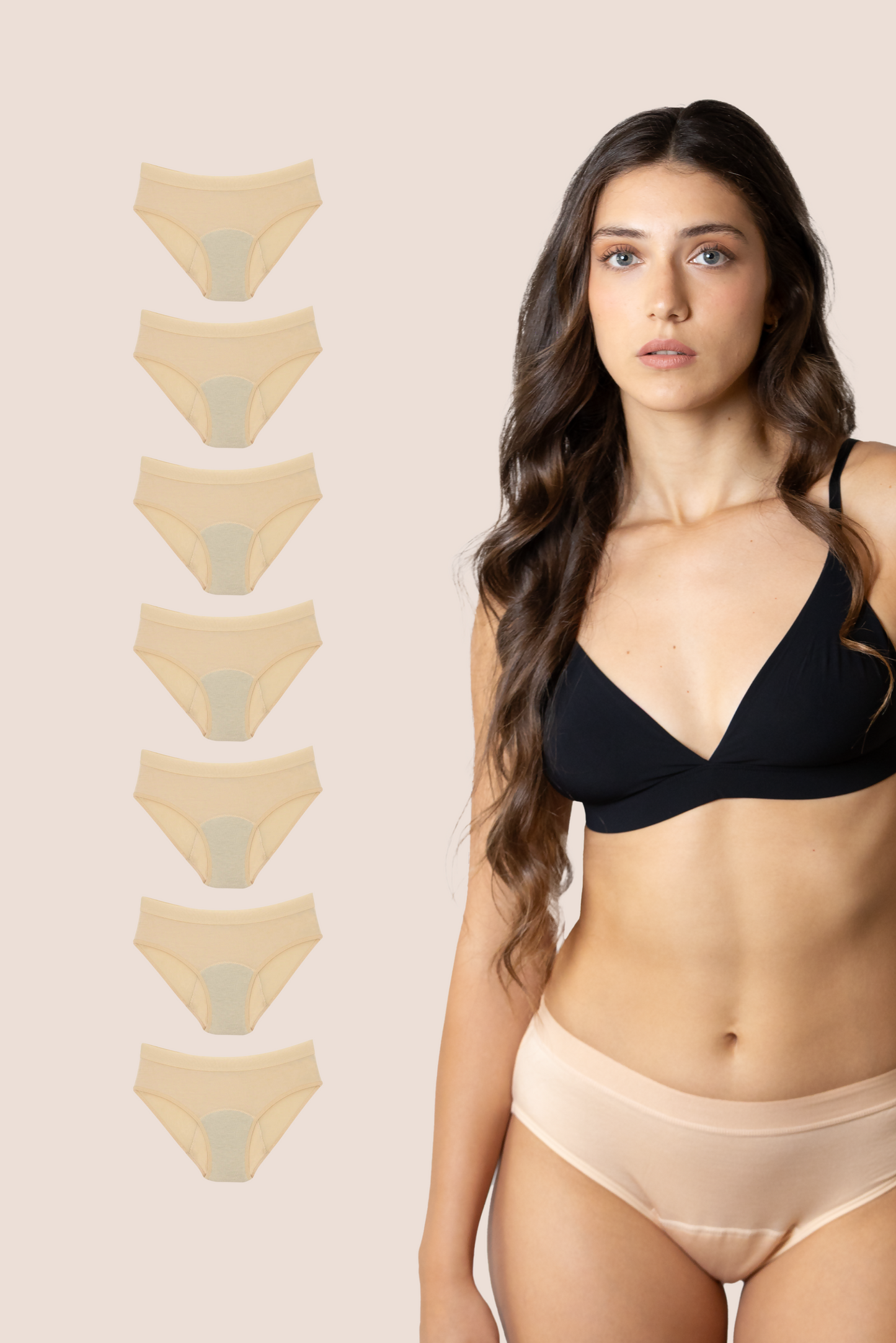 Periodenunterwäsche Klassisch Beige pack 7