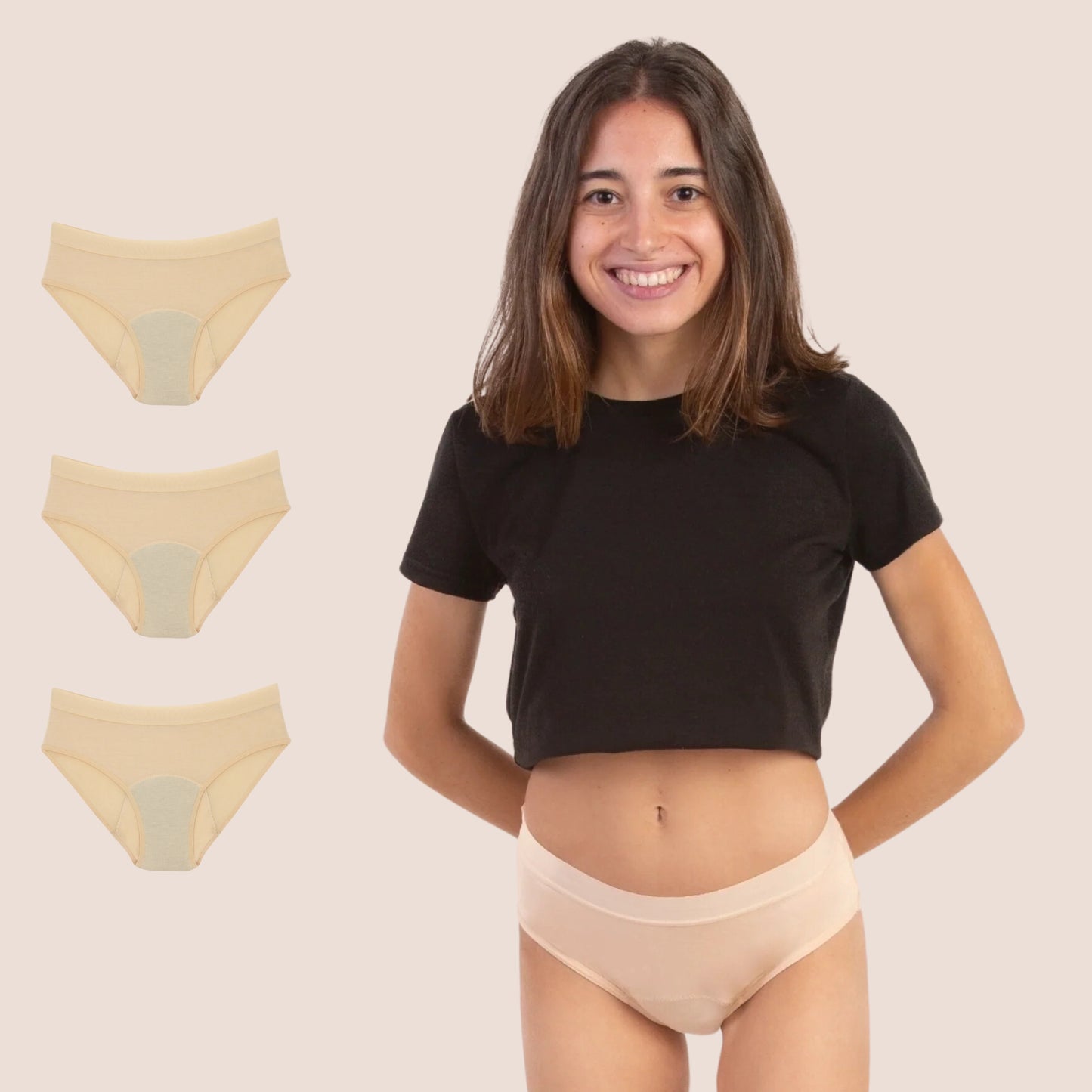 Periodenunterwäsche für Teens beige pack 3