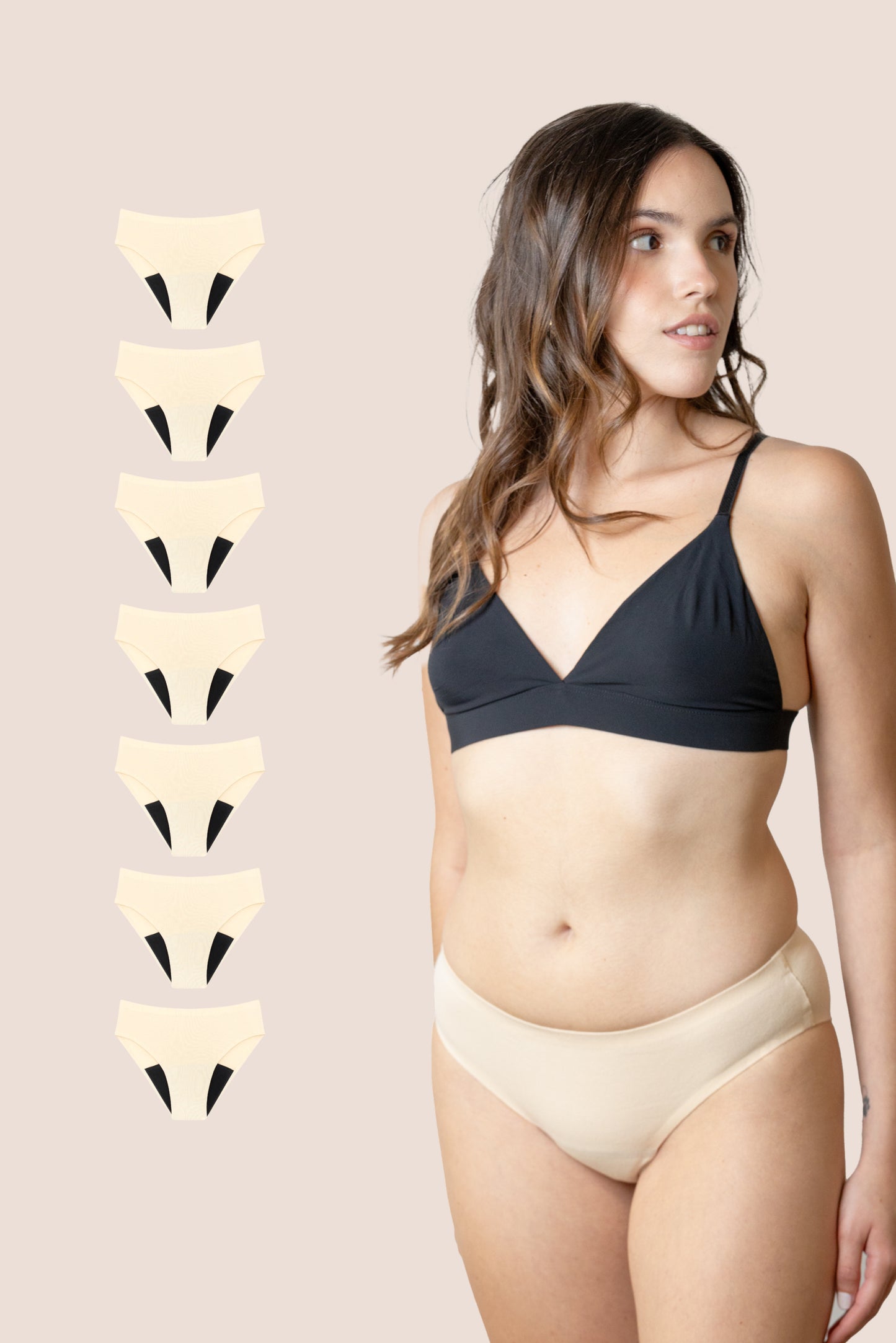Periodenunterwäsche für Teenager Nahtlos Beige pack 7