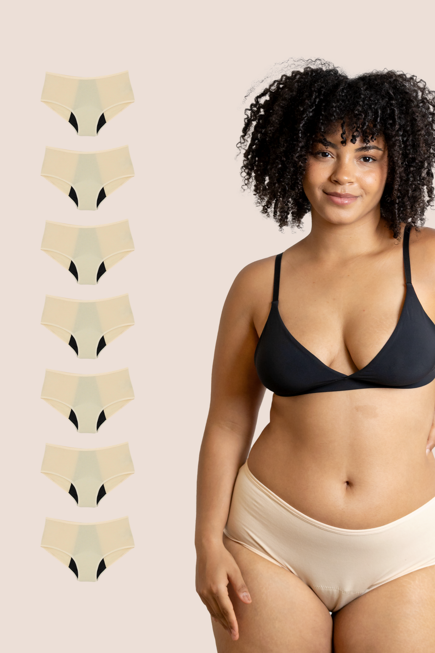 Periodenunterwäsche Hohe Taille Beige pack 7