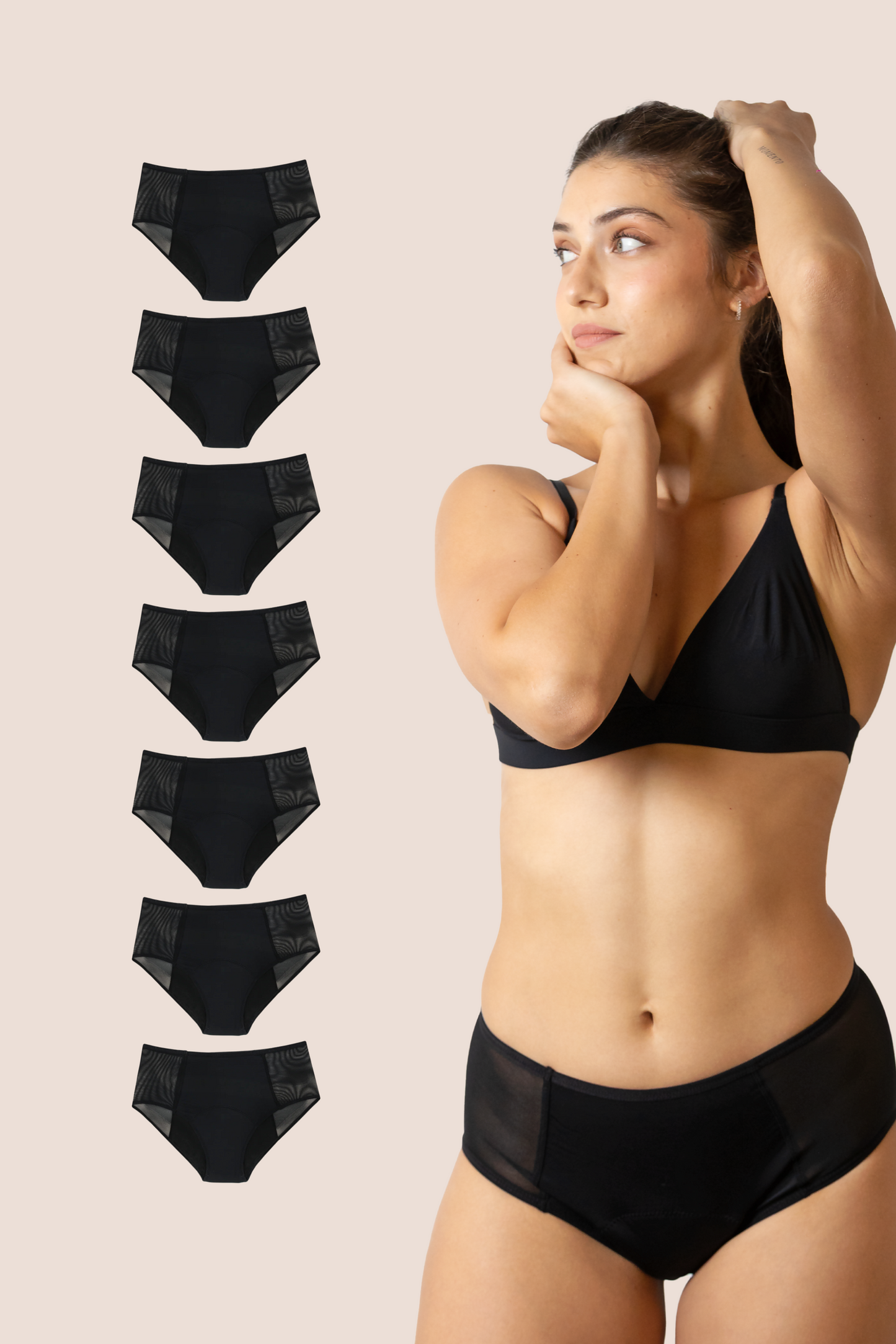 Periodenunterwäsche Hohe Taille Transparente Hüften pack 7