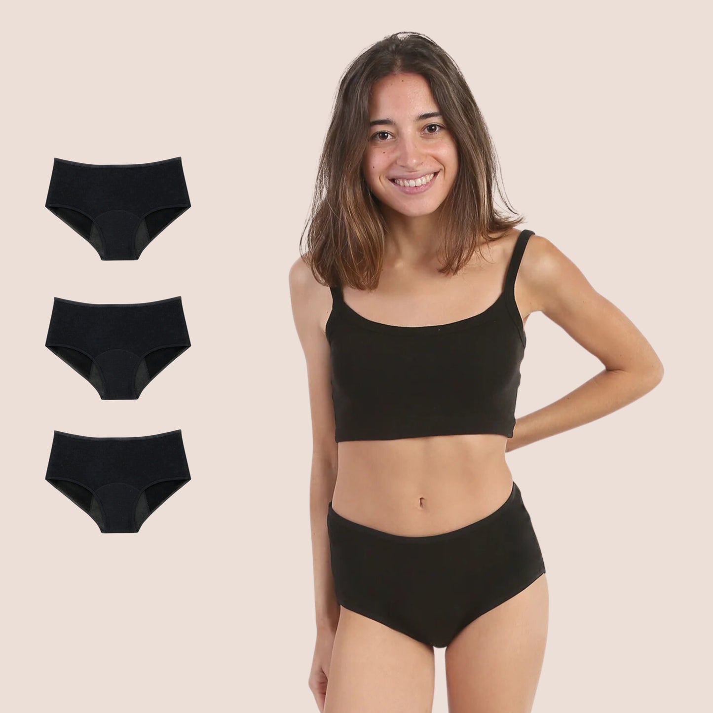 Periodenunterwäsche für Teenager Hohe Taille PACK 3