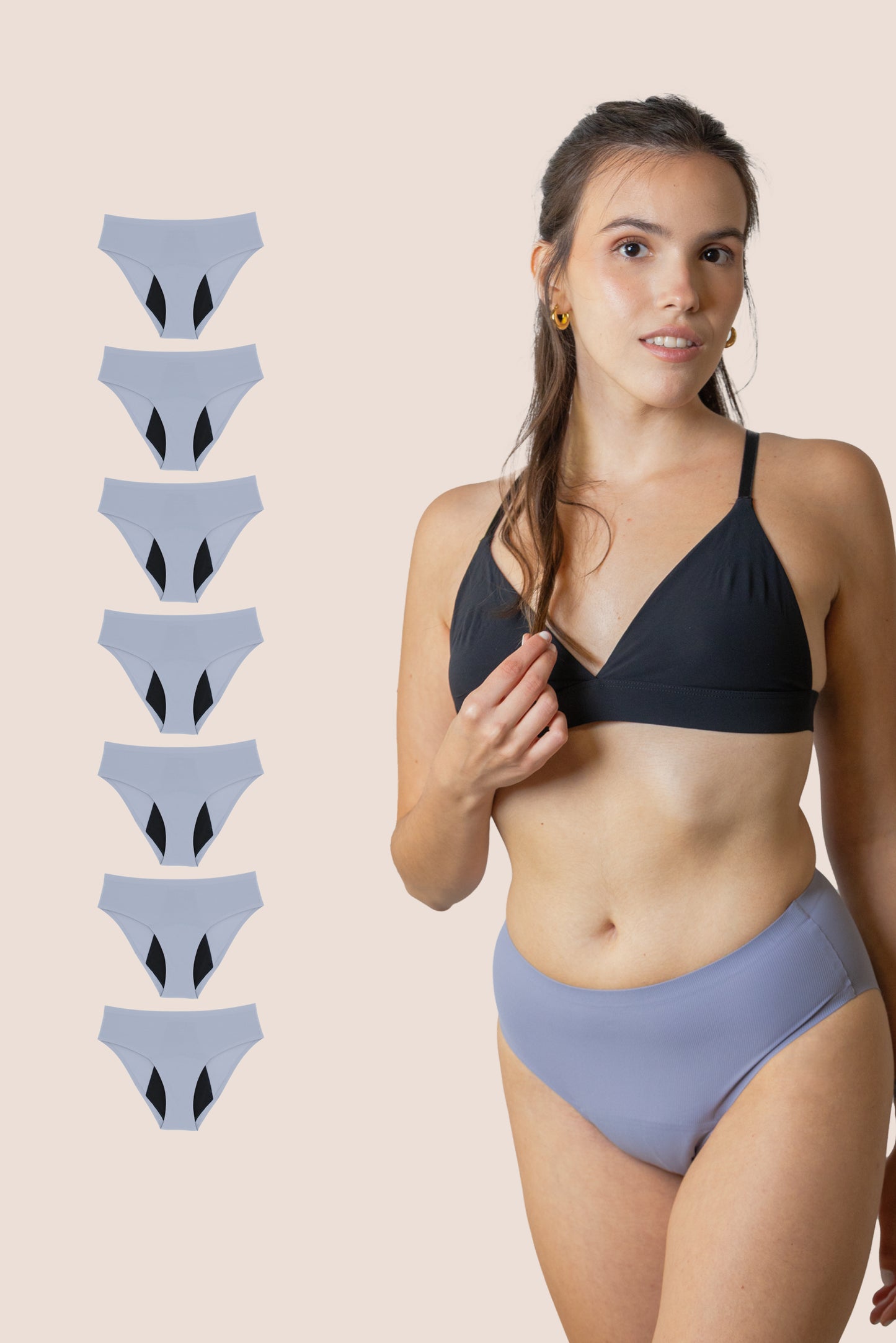 Periodenunterwäsche für Teenager Nahtlos Hohe Taille Lavendel pack 7