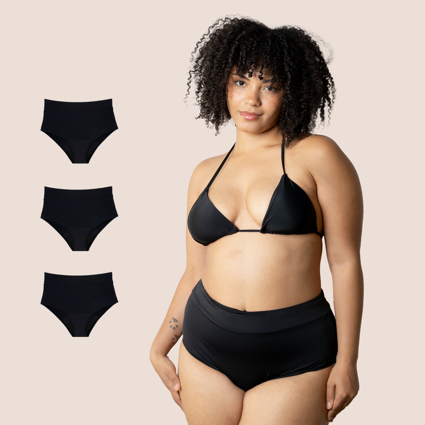 Perioden-Bikini Hohe Taille pack 3