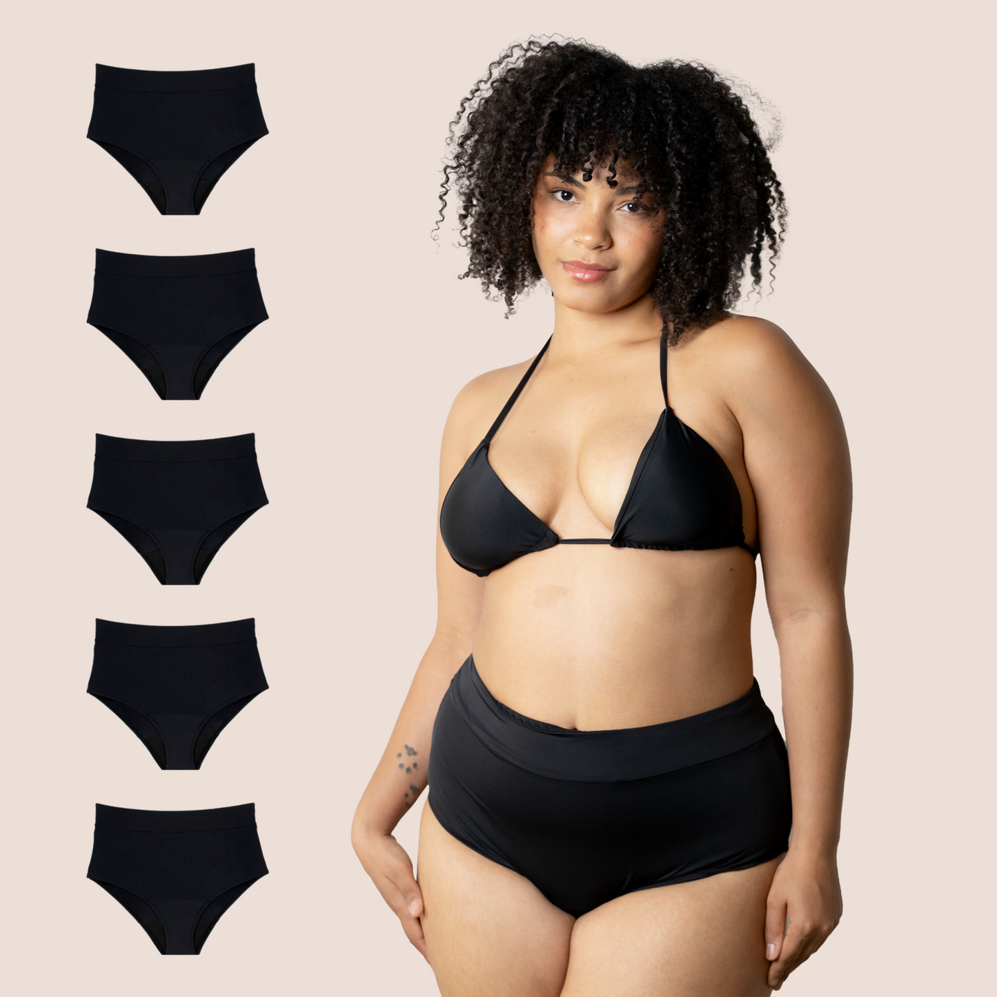 Perioden-Bikini Hohe Taille pack 5