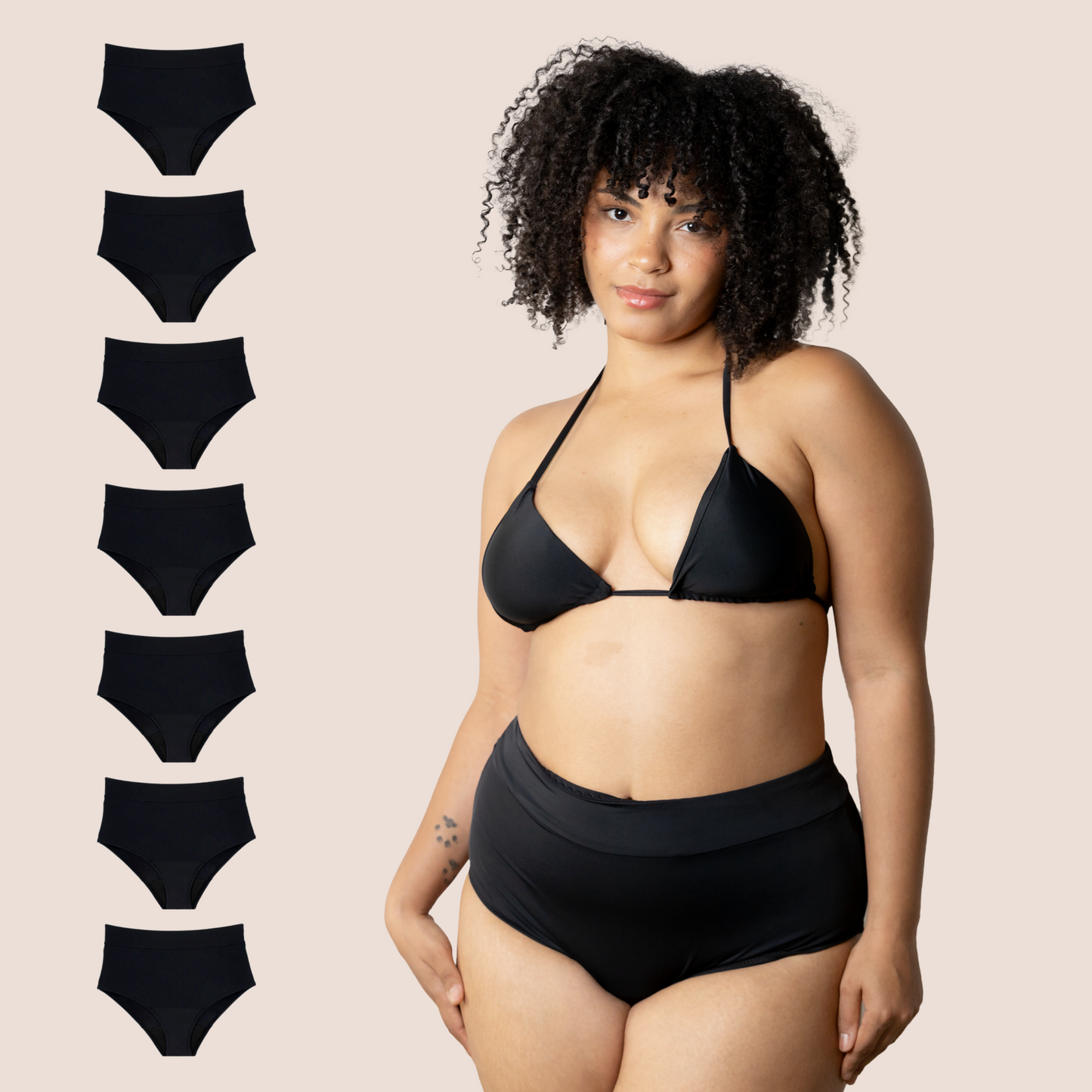 Perioden-Bikini Hohe Taille pack 7