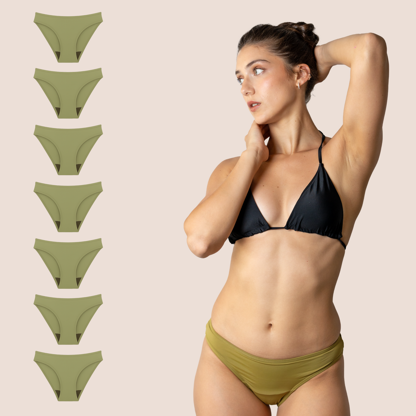 Perioden-Bikini Klassisch Grün pack 7