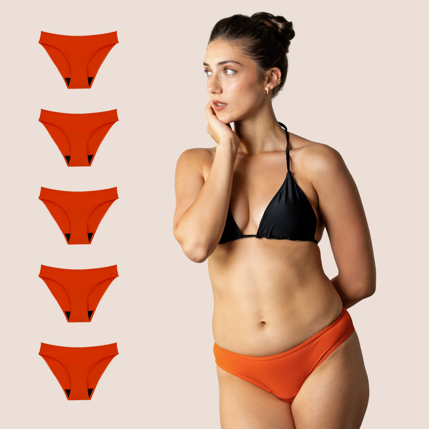 Perioden-Bikini Klassisch Orange pack 5