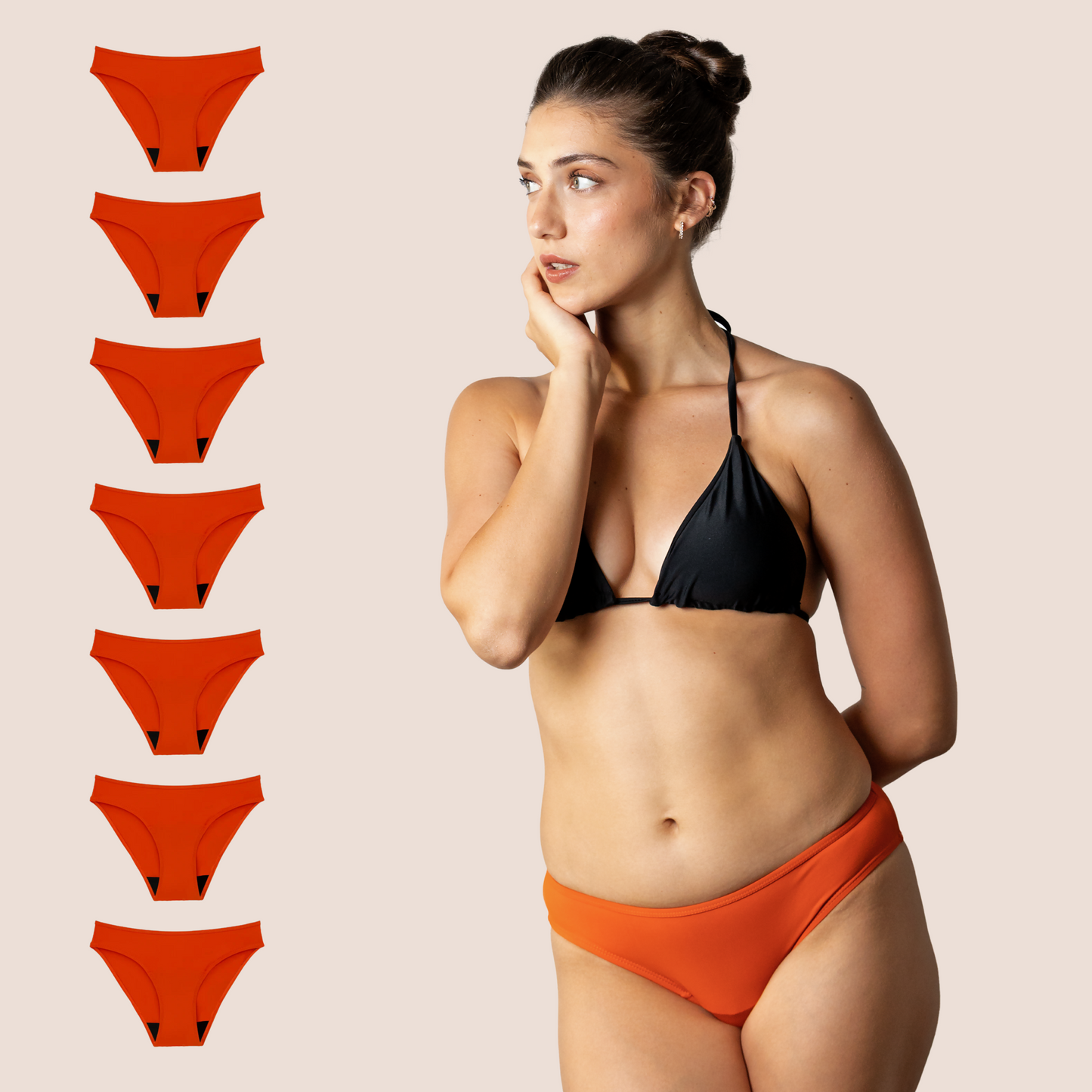 Perioden-Bikini Klassisch Orange pack 7