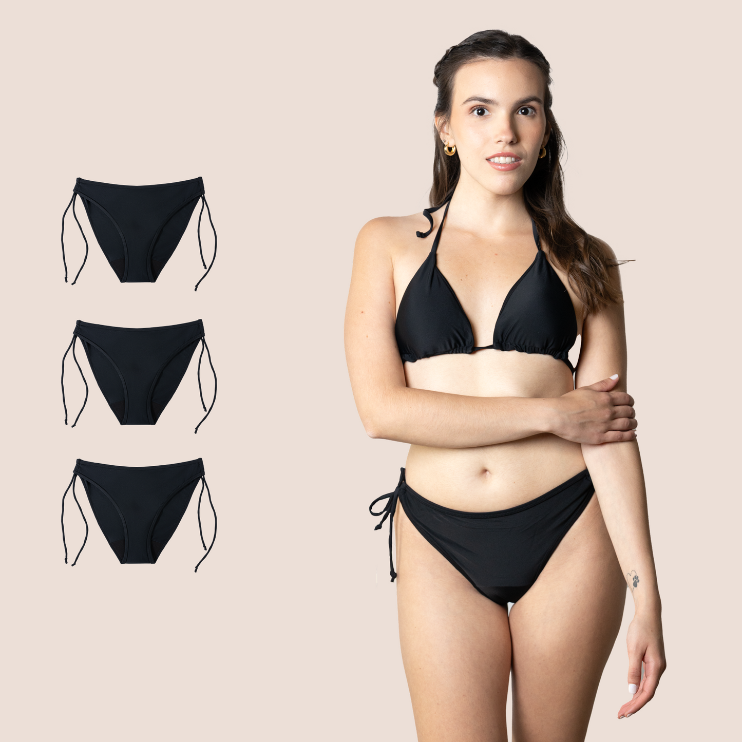 Perioden-Bikini für Teens Brasilianisch mit Knoten PACK 3