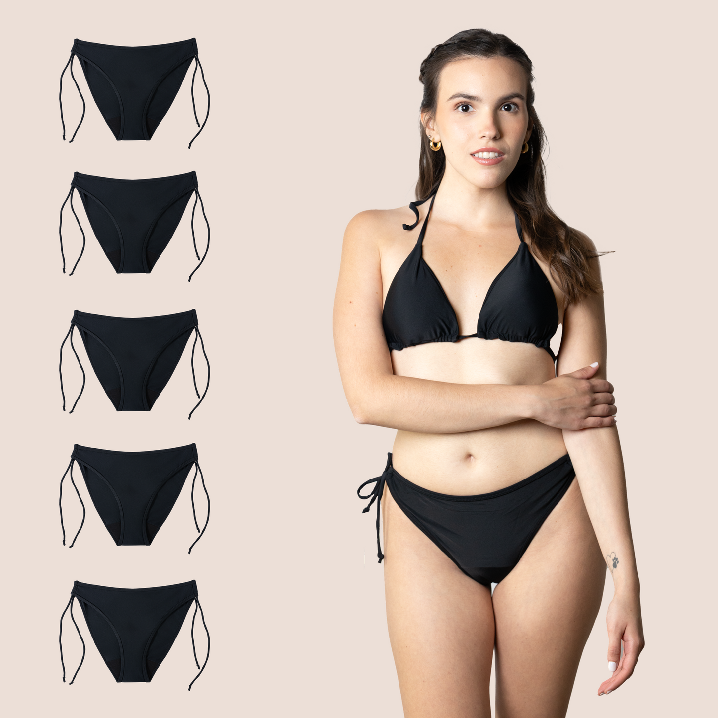 Perioden-Bikini für Teens Brasilianisch mit Knoten PACK 5