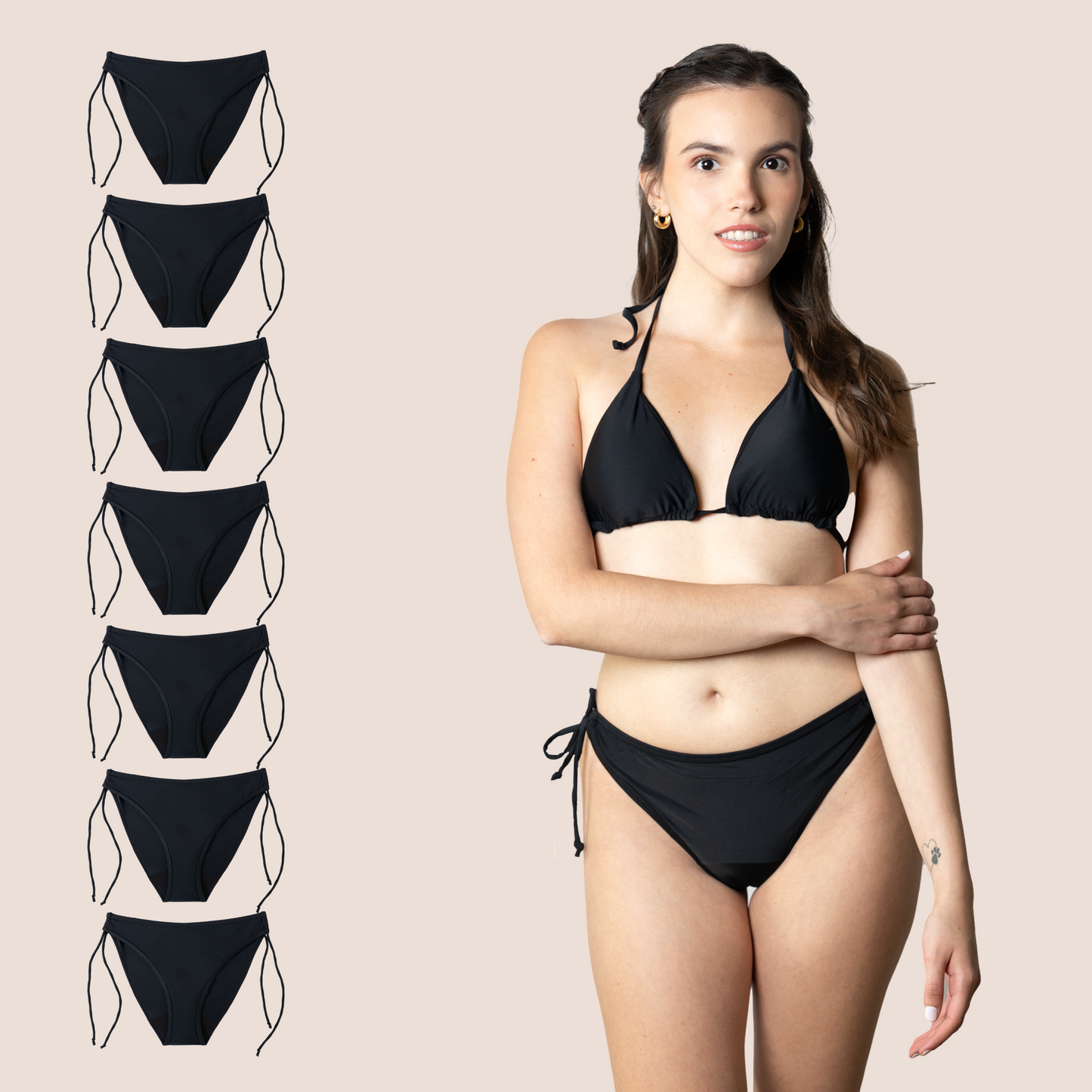 Perioden-Bikini für Teens Brasilianisch mit Knoten PACK 7