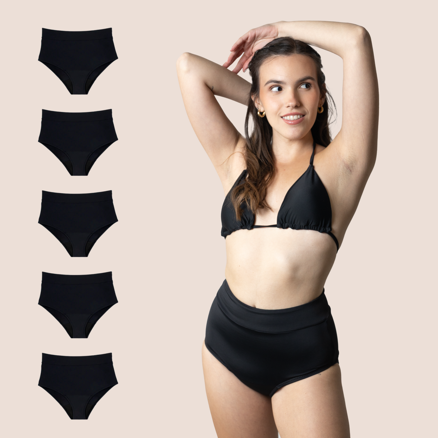 Perioden-Bikini für Teens Hohe Taille PACK 5