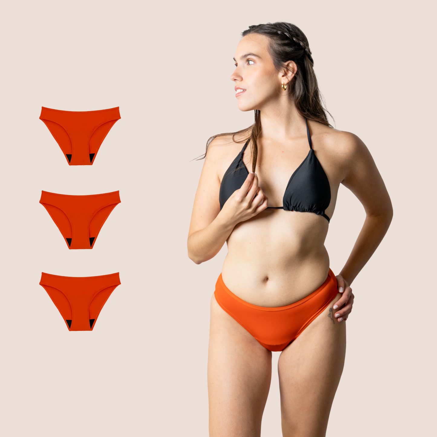 Perioden-Bikini für Teens Klassisch Orange PACK 3