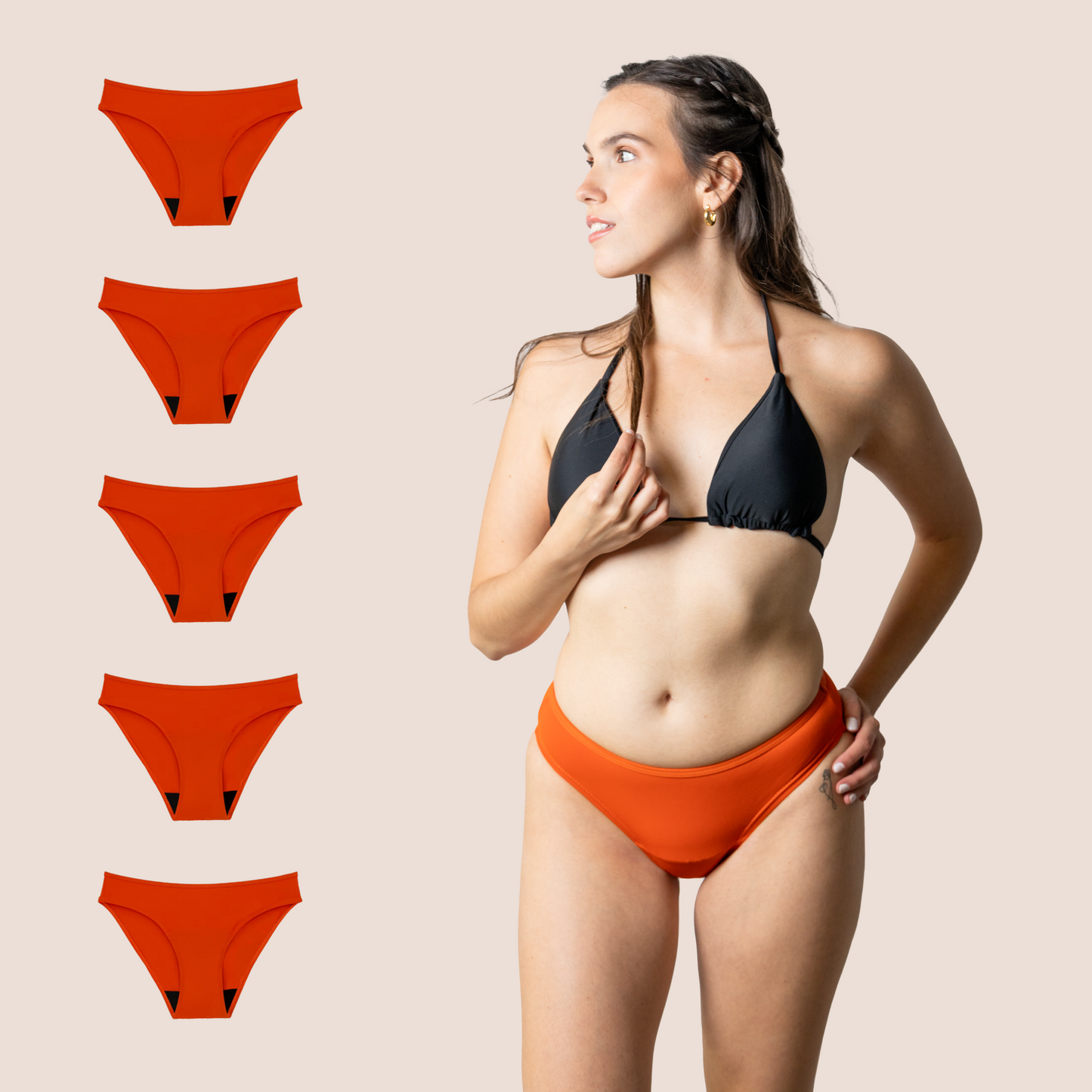 Perioden-Bikini für Teens Klassisch Orange PACK 5