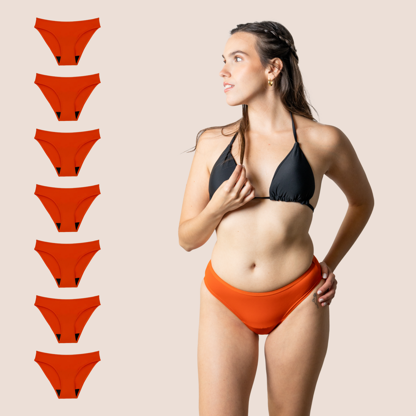 Perioden-Bikini für Teens Klassisch Orange PACK 7