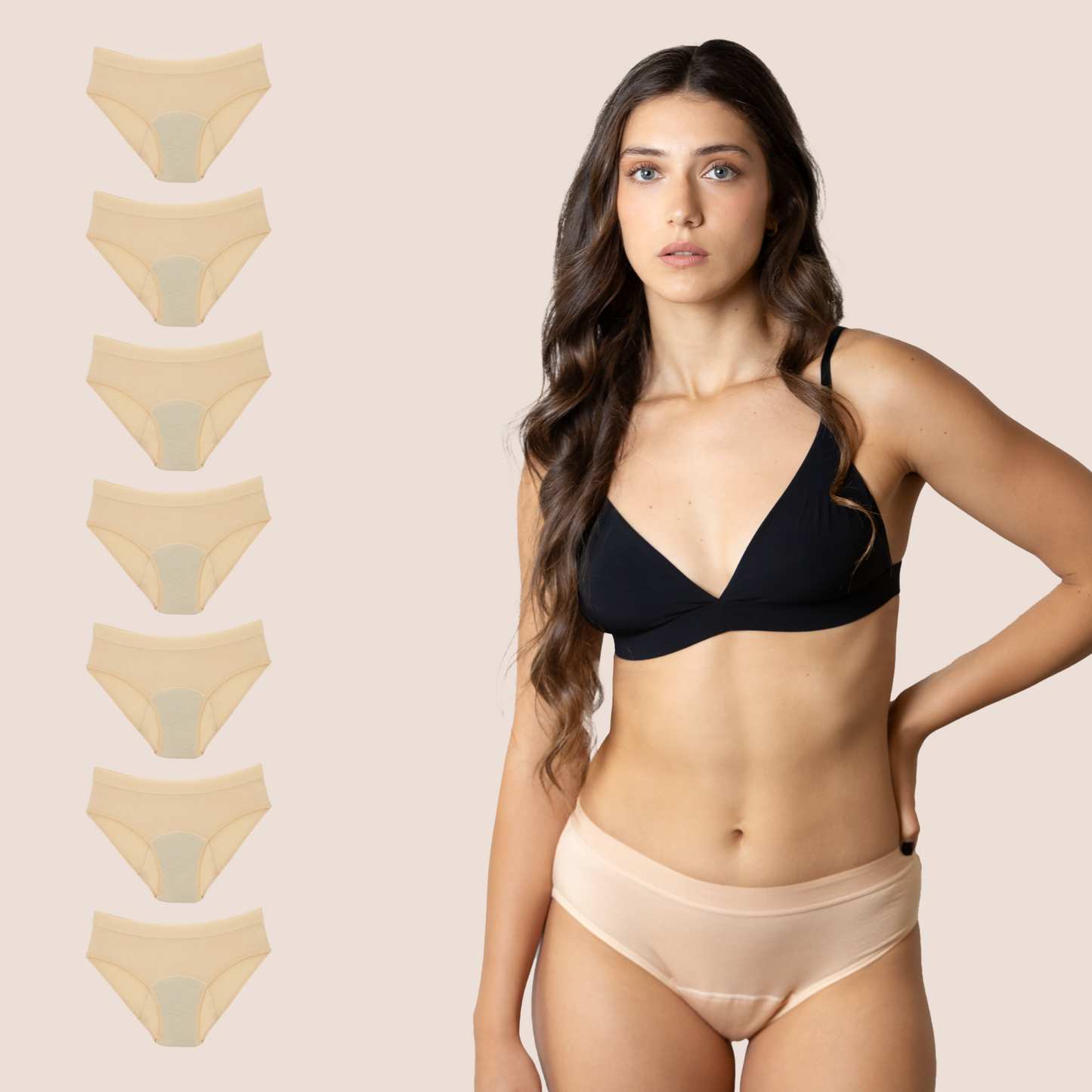 Periodenunterwäsche Klassisch Beige pack 7