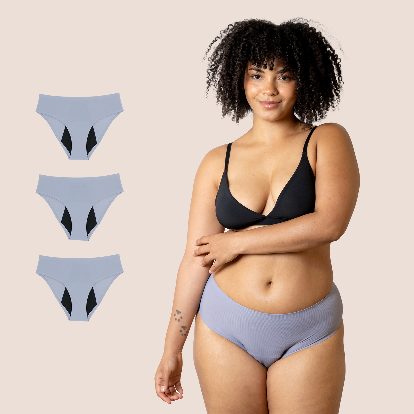 Periodenunterwäsche Nahtlos Hohe Taille Lavendel pack 3