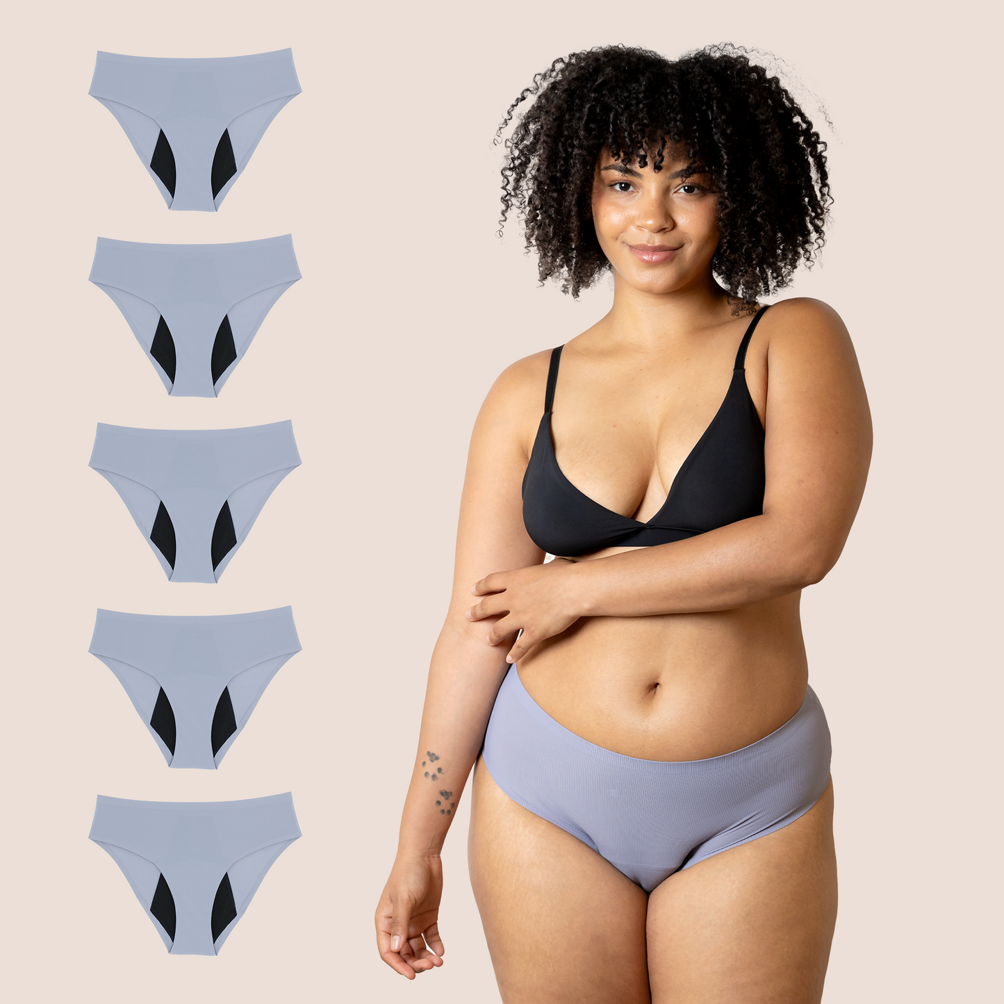 Periodenunterwäsche Nahtlos Hohe Taille Lavendel pack 5