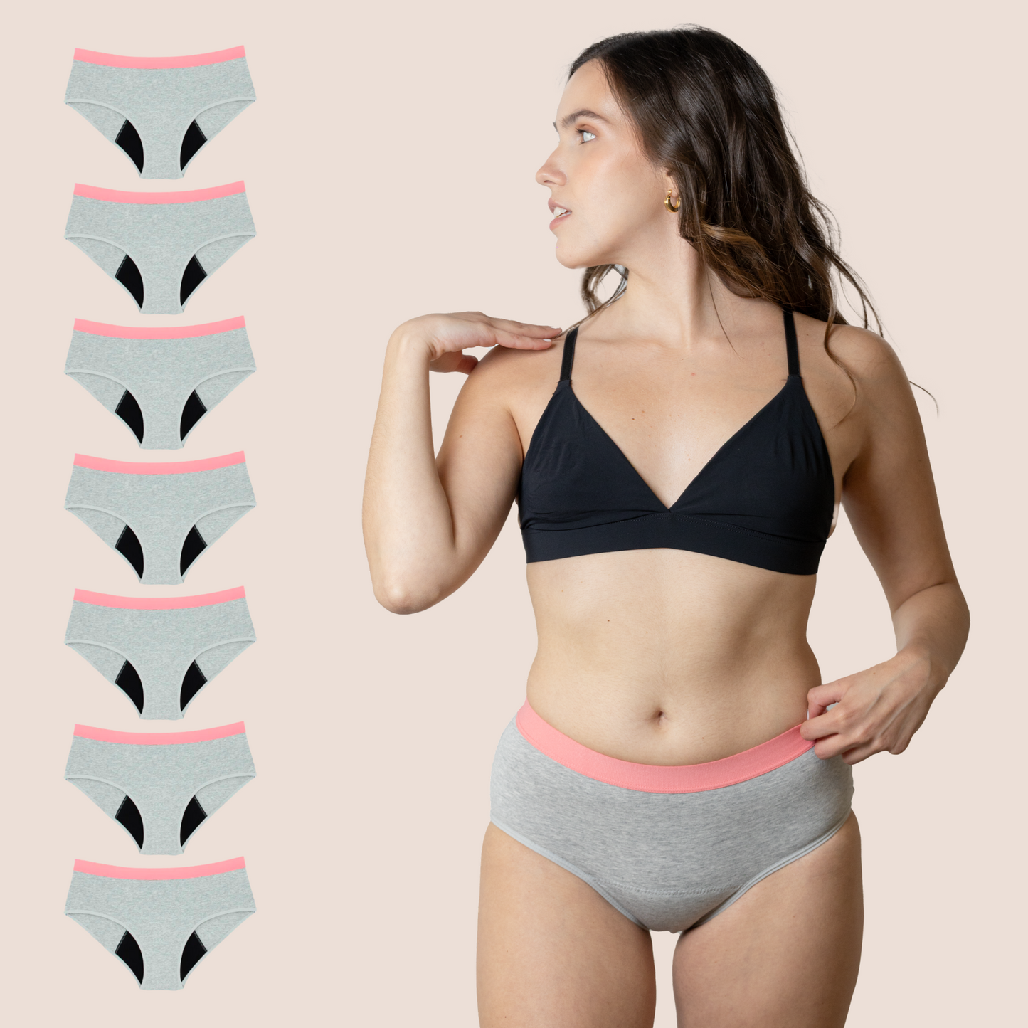 Periodenunterwäsche für Teenager Grau PACK 7