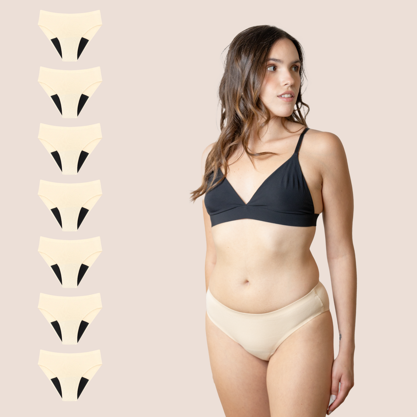 Periodenunterwäsche für Teenager Nahtlos Beige pack 7