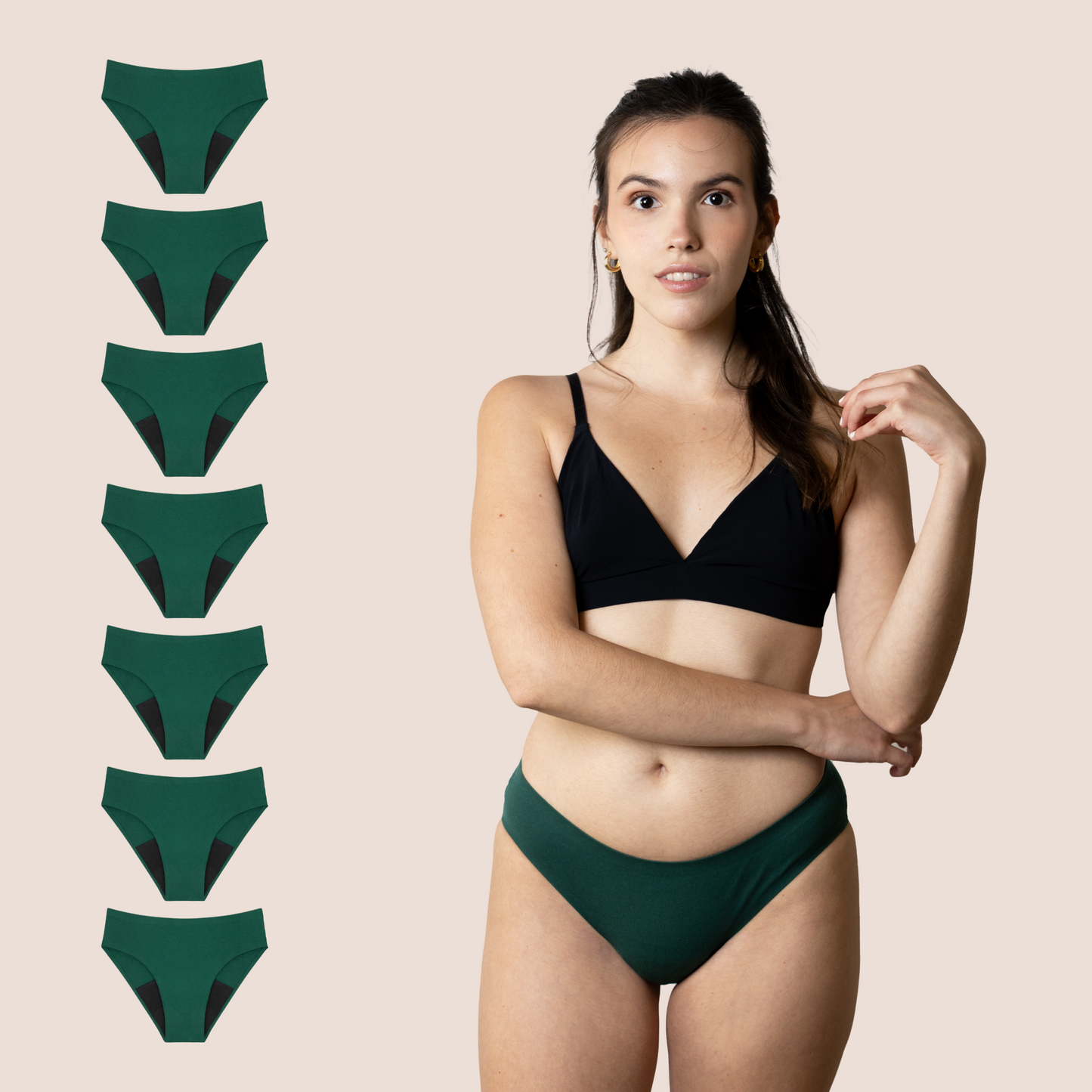 Periodenunterwäsche für Teenager Nahtlos Grün pack 7