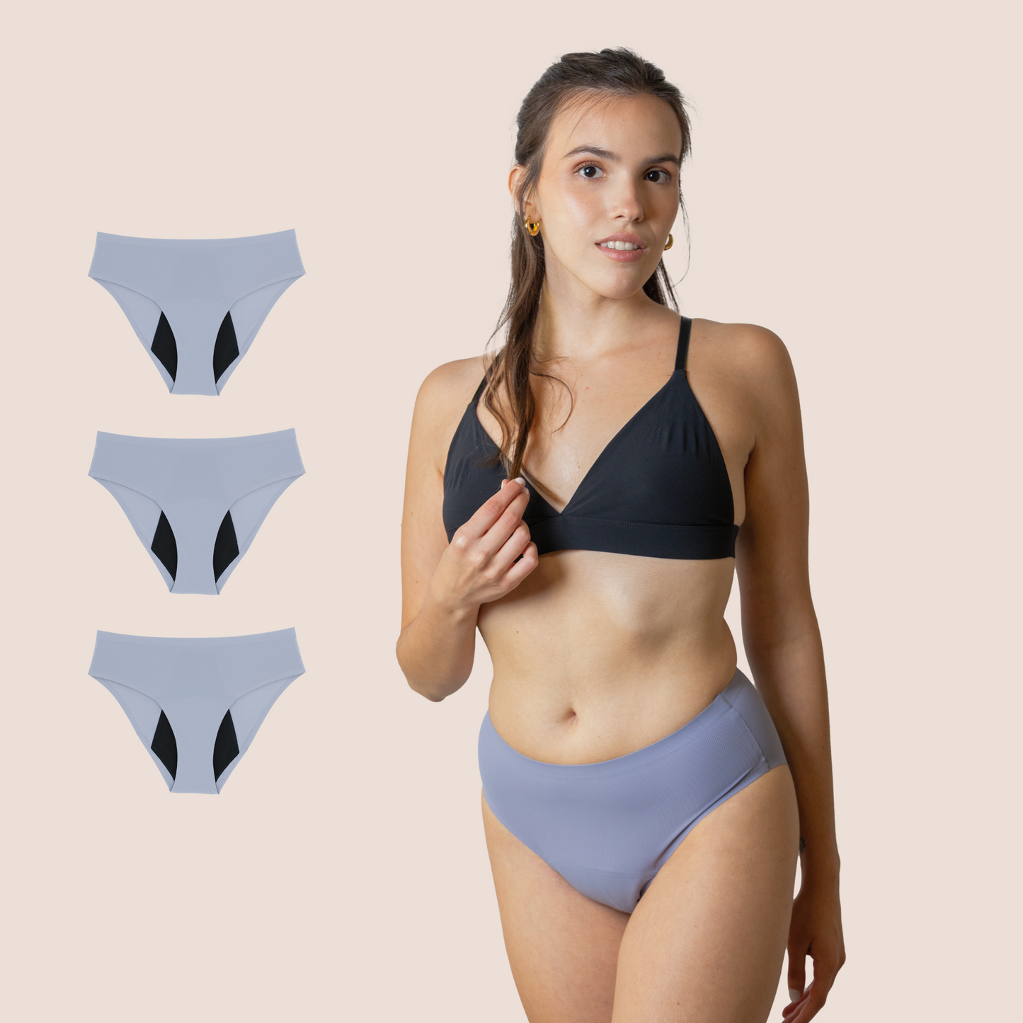 Periodenunterwäsche für Teenager Nahtlos Hohe Taille Lavendel pack 3