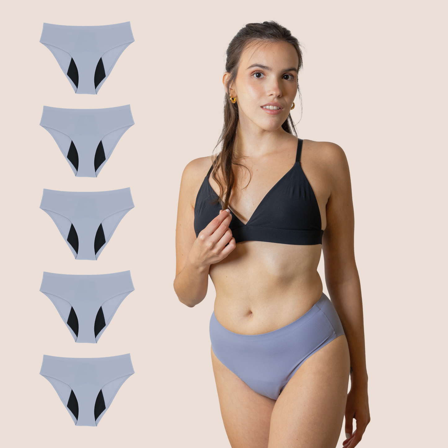 Periodenunterwäsche für Teenager Nahtlos Hohe Taille Lavendel pack 5