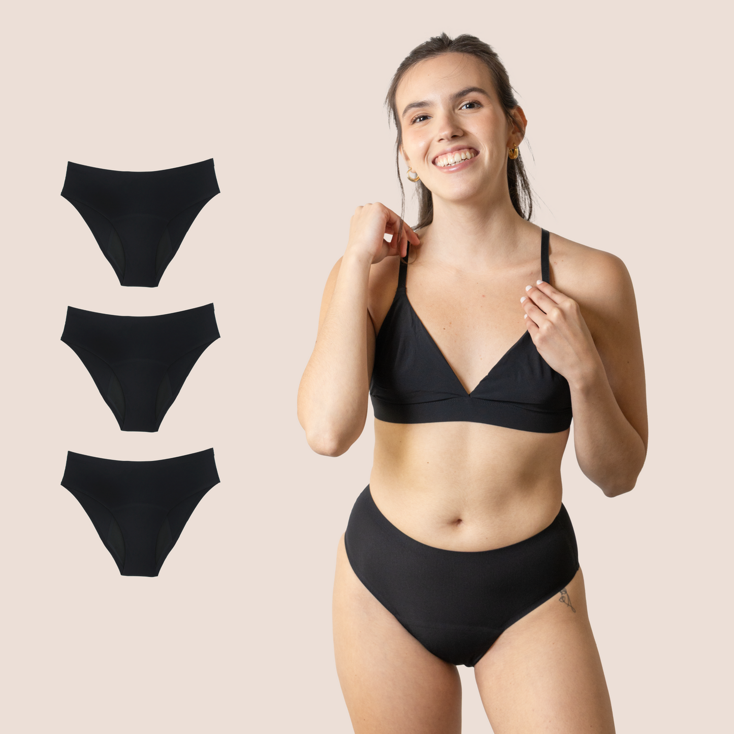 Periodenunterwäsche für Teenager Nahtlos Hohe Taille pack 3