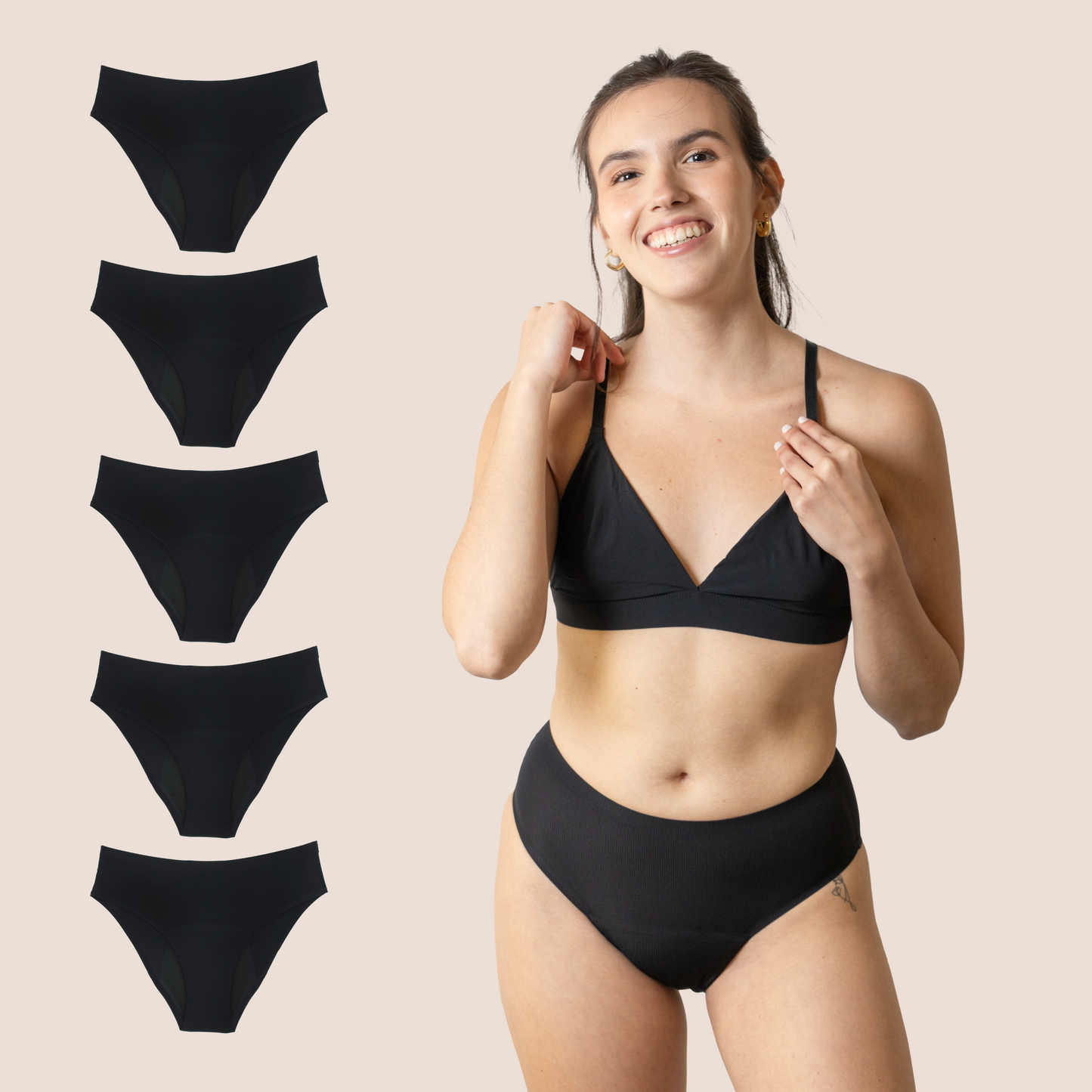 Periodenunterwäsche für Teenager Nahtlos Hohe Taille pack 5