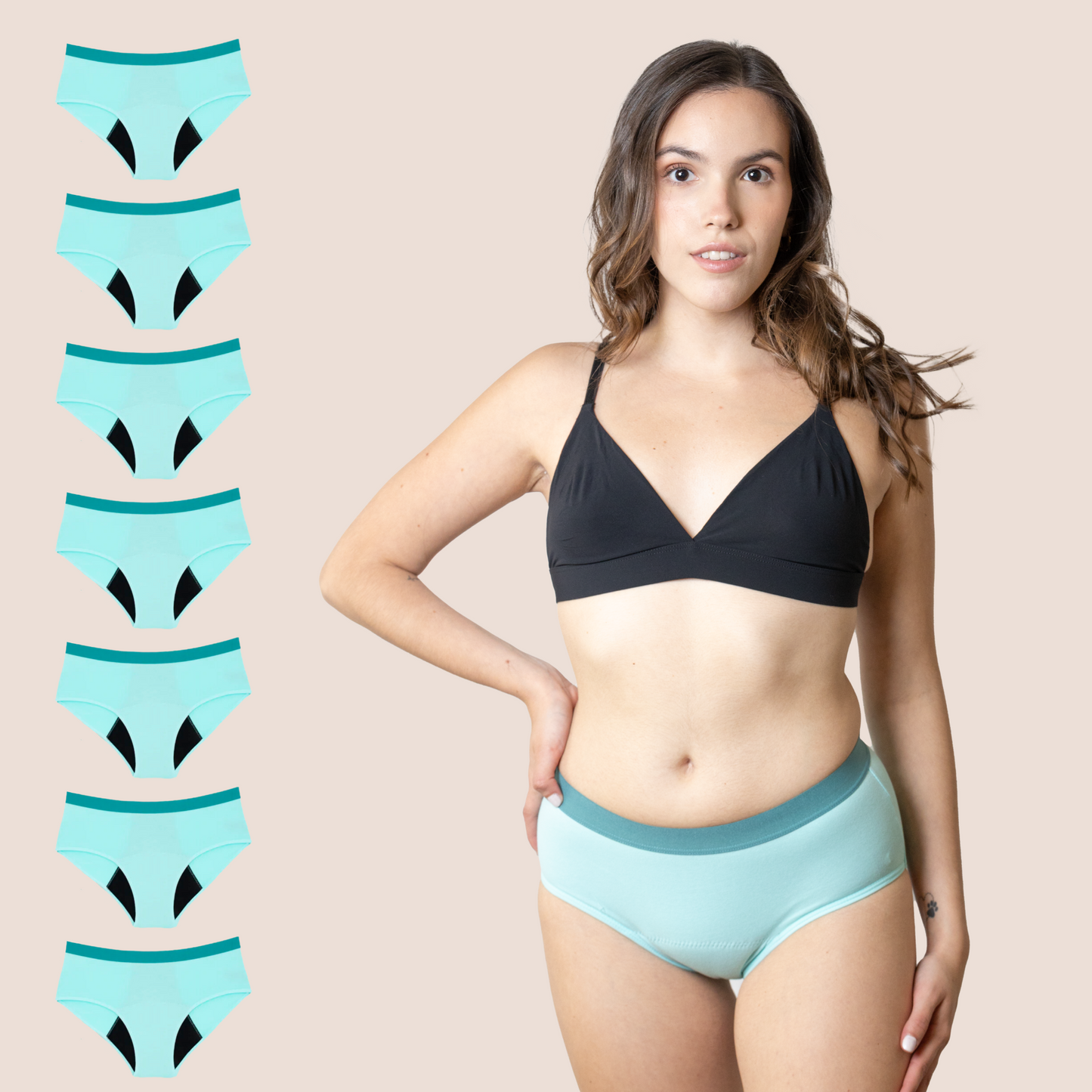 Periodenunterwäsche für Teenager Türkis pack 7