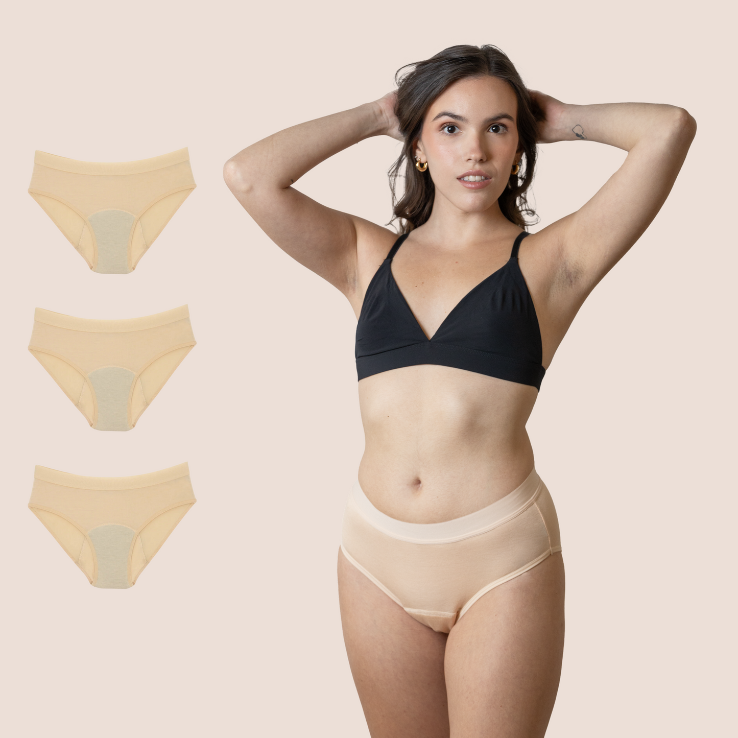 Periodenunterwäsche für Teens beige pack 3