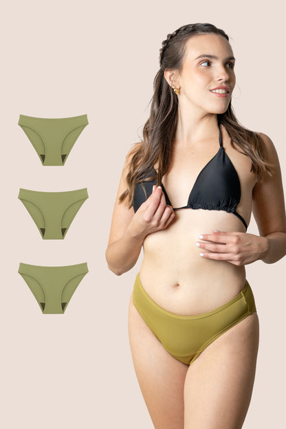 Perioden-Bikini für Teens Klassisch Grün pack 3