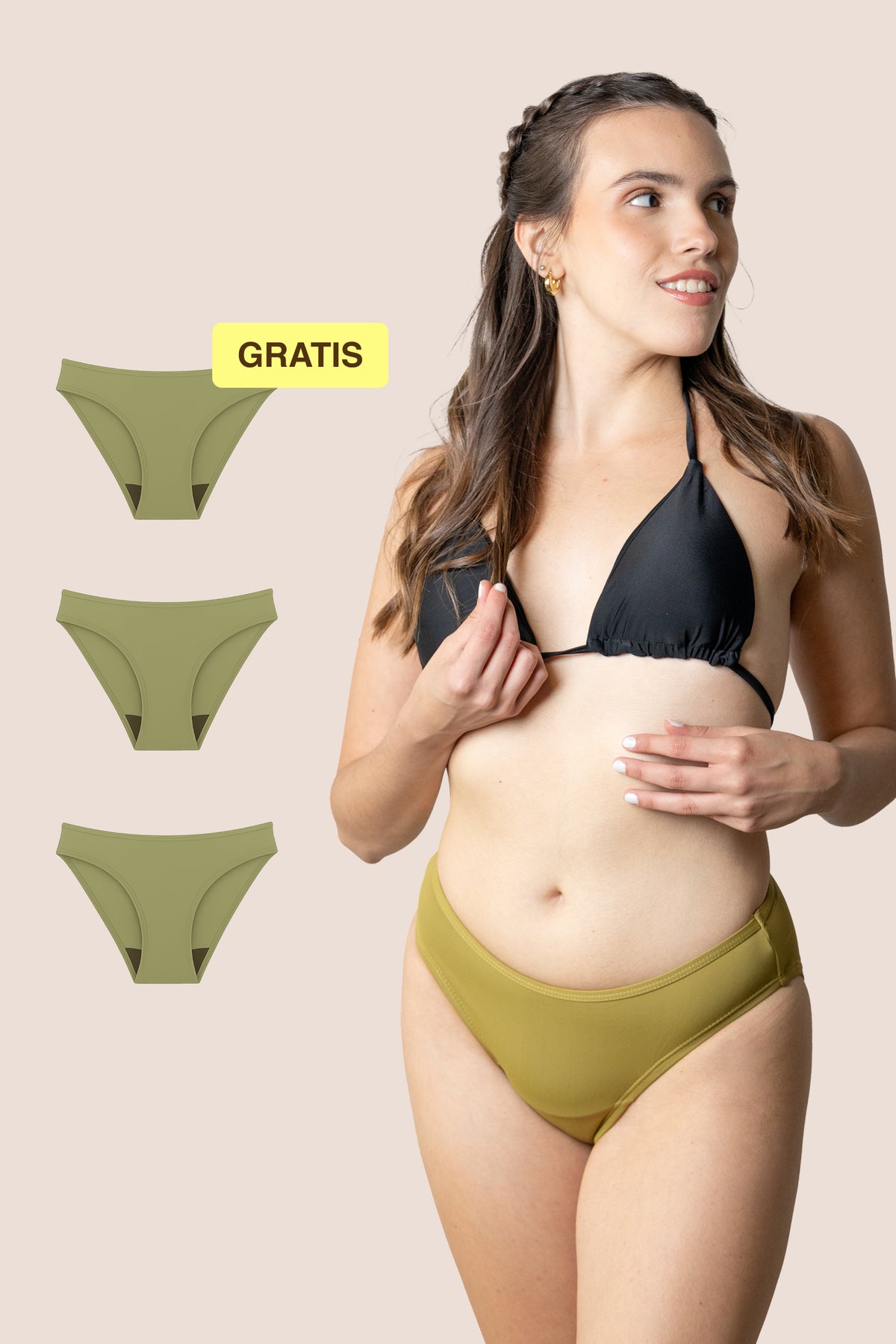 Perioden-Bikini für Teens | Klassisch | Grün