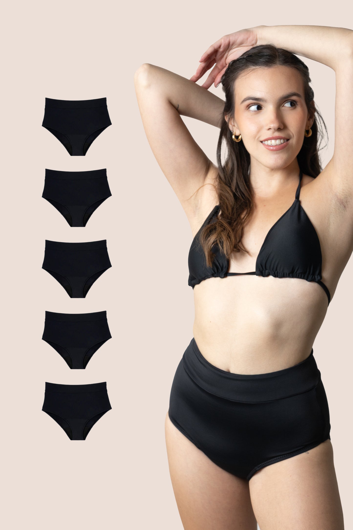 Perioden-Bikini für Teens Hohe Taille PACK 5
