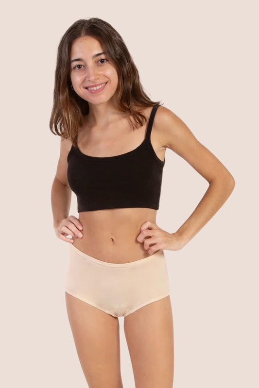 Periodenunterwäsche für Teenager Hohe Taille Beige front general 