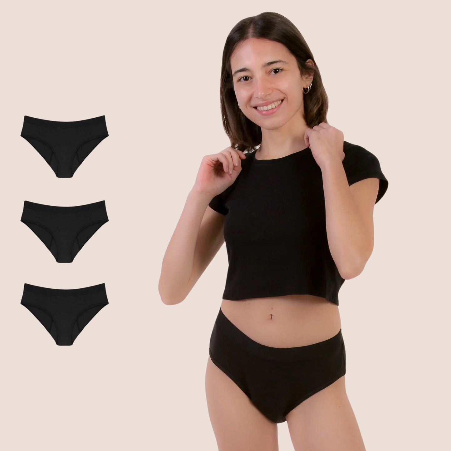Periodenunterwäsche für Teens black pack 3