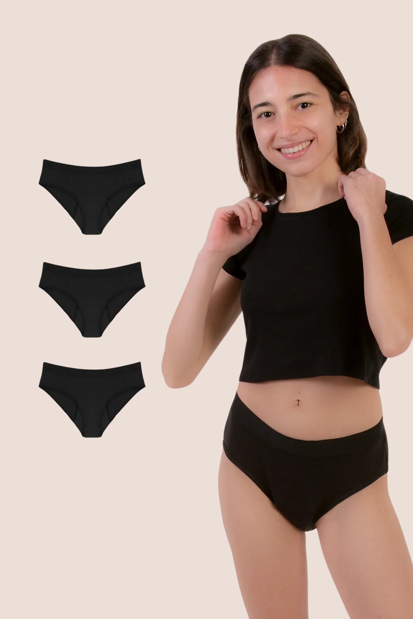 Periodenunterwäsche für Teens black pack 3