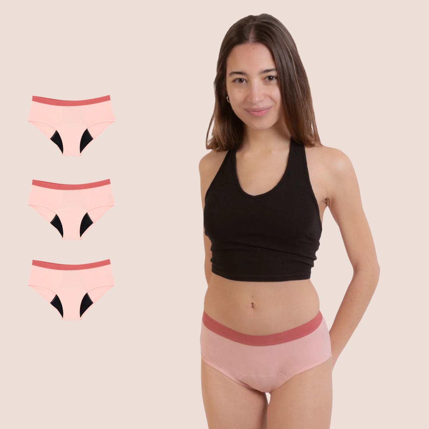 Periodenunterwäsche für Teenager Rosa pack 3