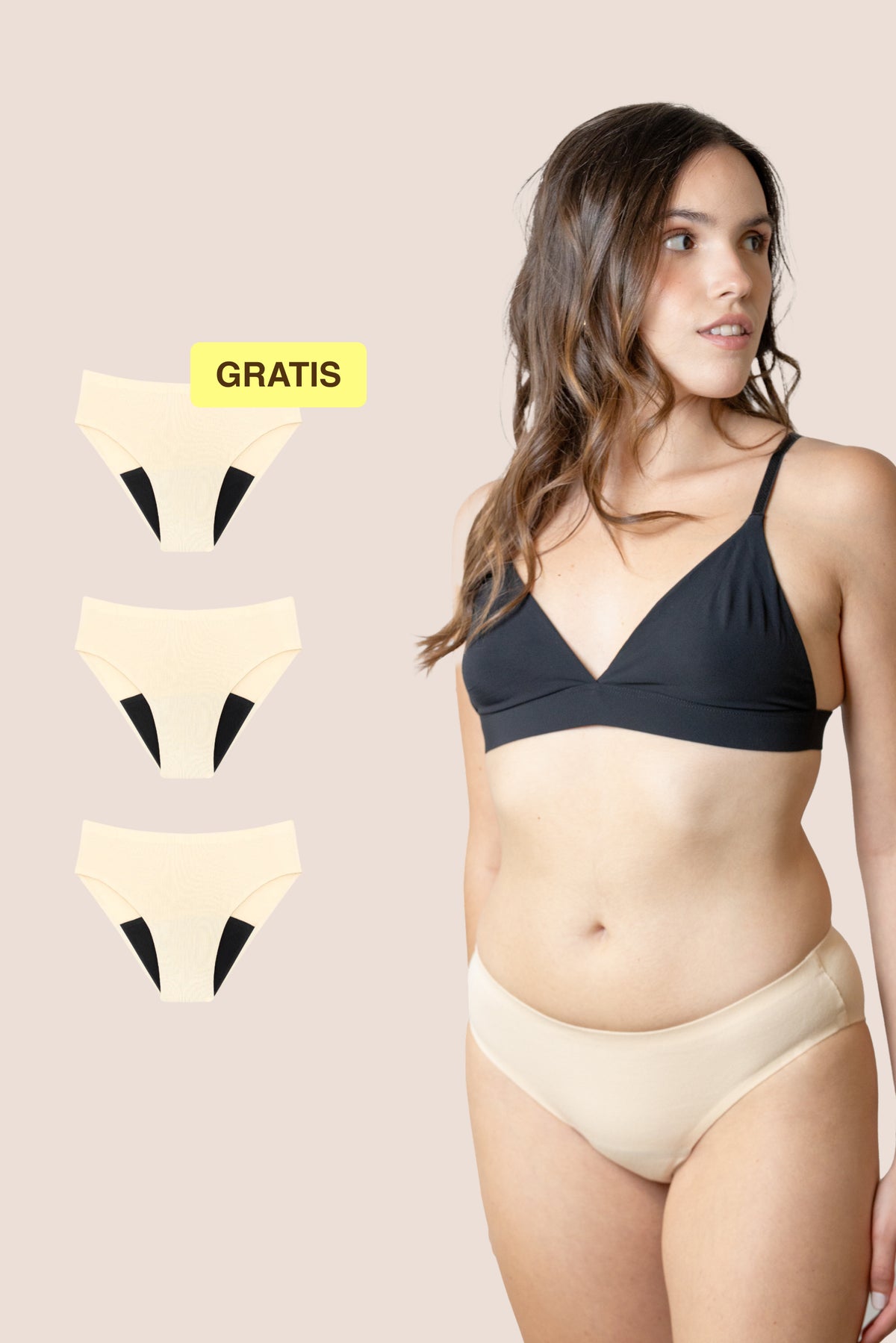 Periodenunterwäsche für Teenager | Nahtlos | Beige