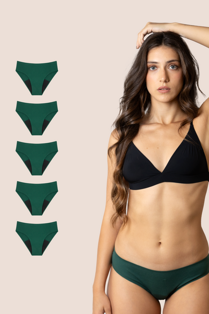 Periodenunterwäsche Nahtlos Grün pack 5