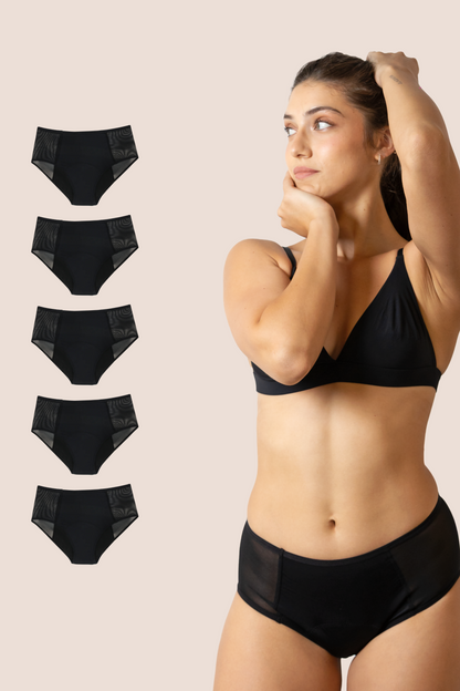Periodenunterwäsche Hohe Taille Transparente Hüften pack 5