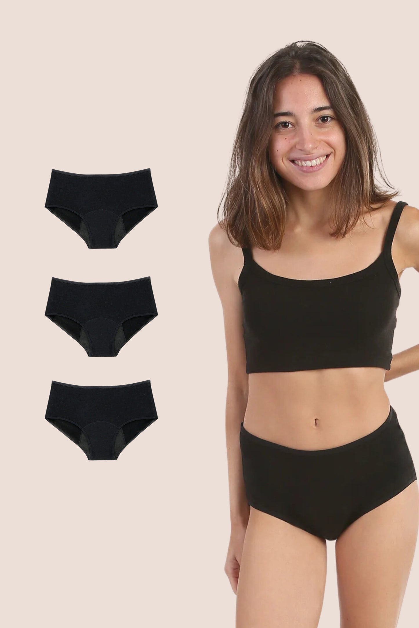 Periodenunterwäsche für Teenager Hohe Taille PACK 3