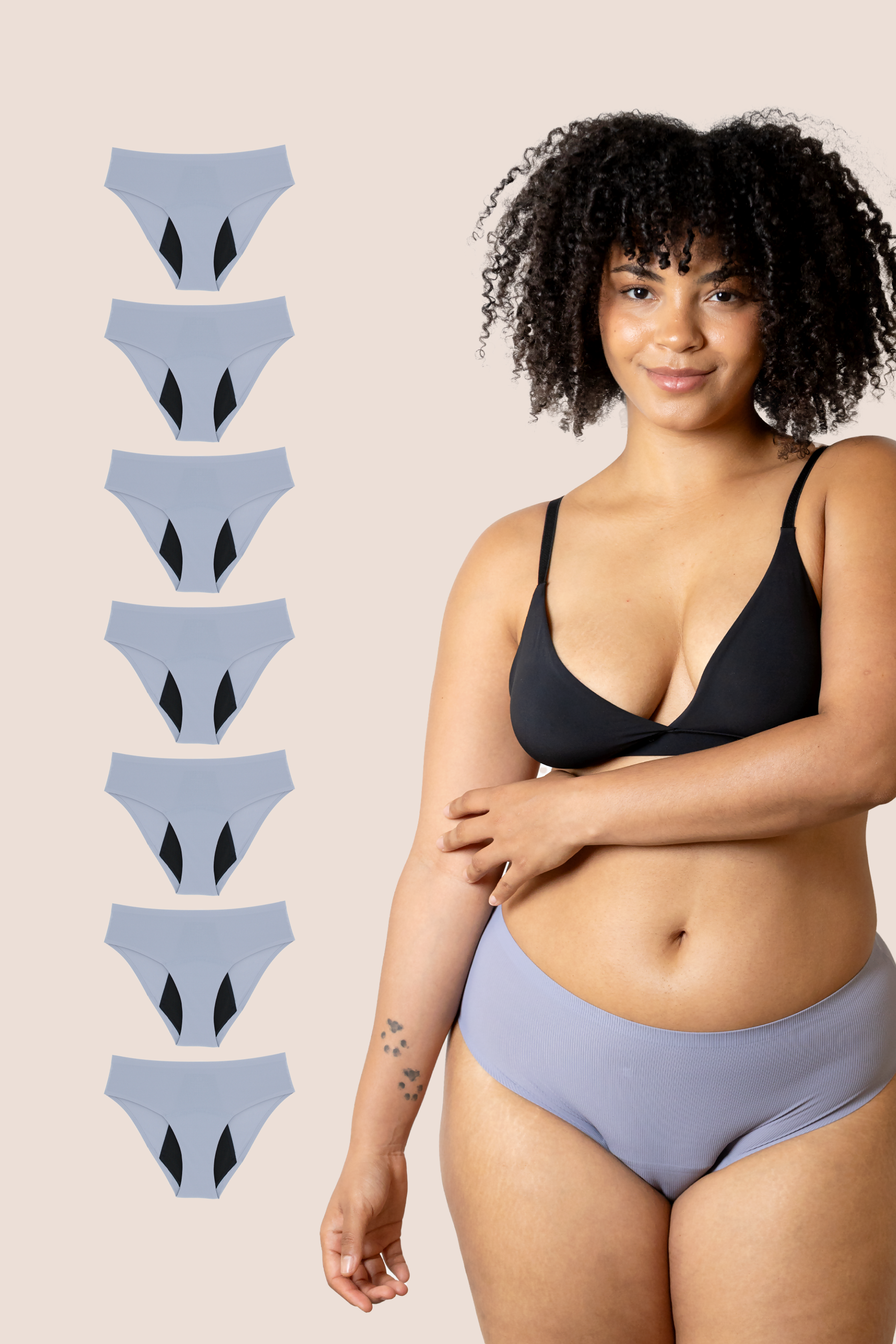 Periodenunterwäsche Nahtlos Hohe Taille Lavendel pack 7