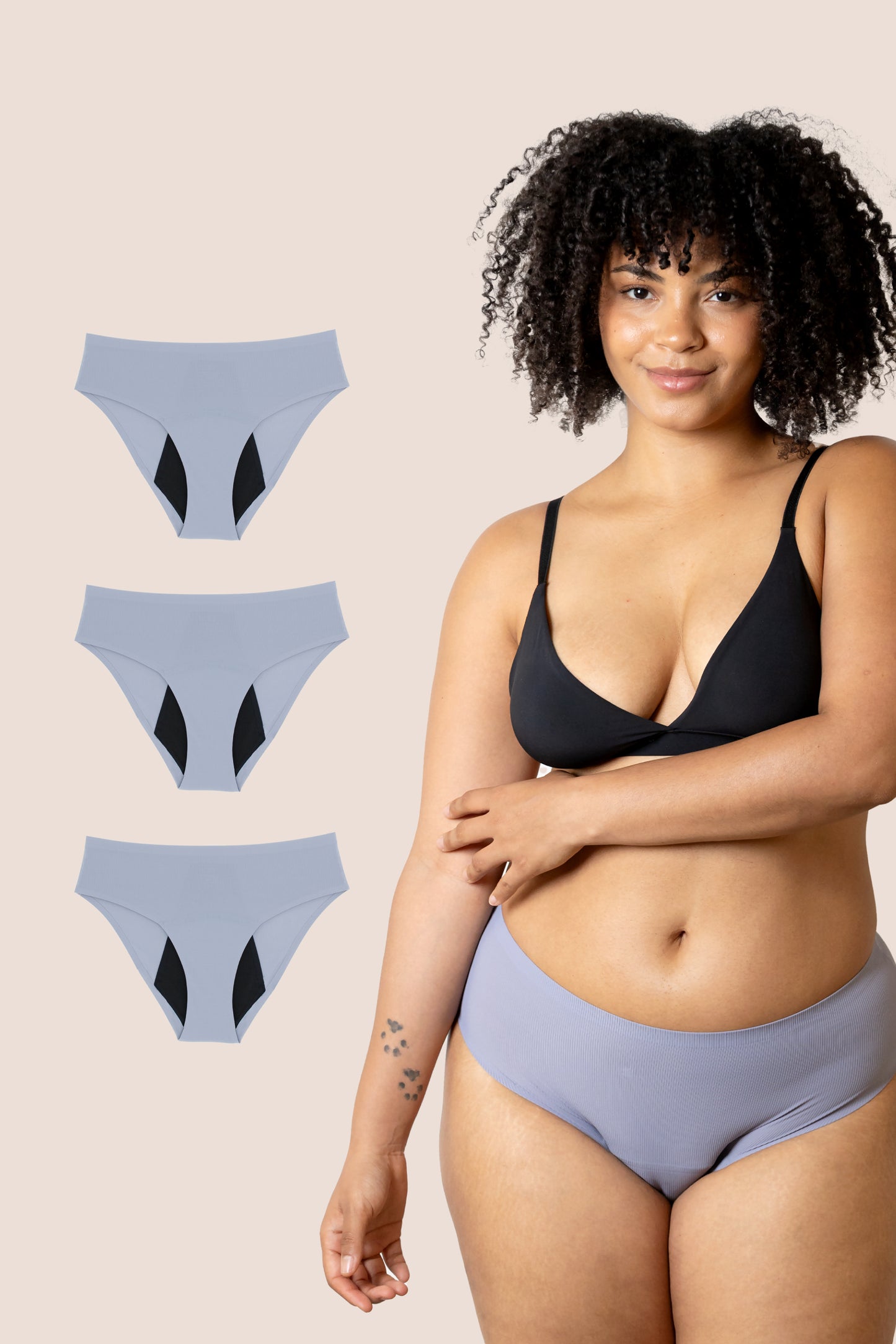 Periodenunterwäsche Nahtlos Hohe Taille Lavendel pack 3