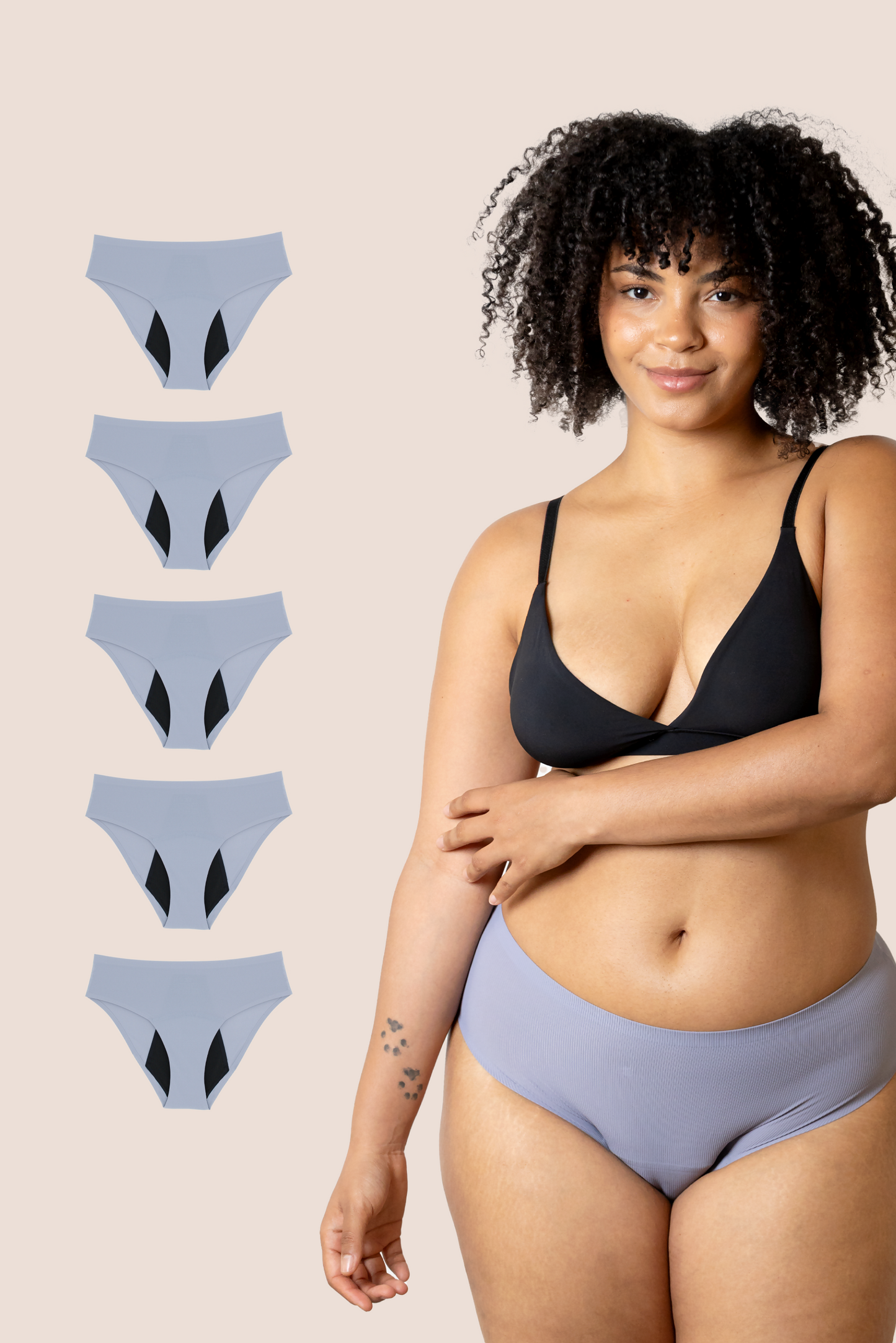 Periodenunterwäsche Nahtlos Hohe Taille Lavendel pack 5