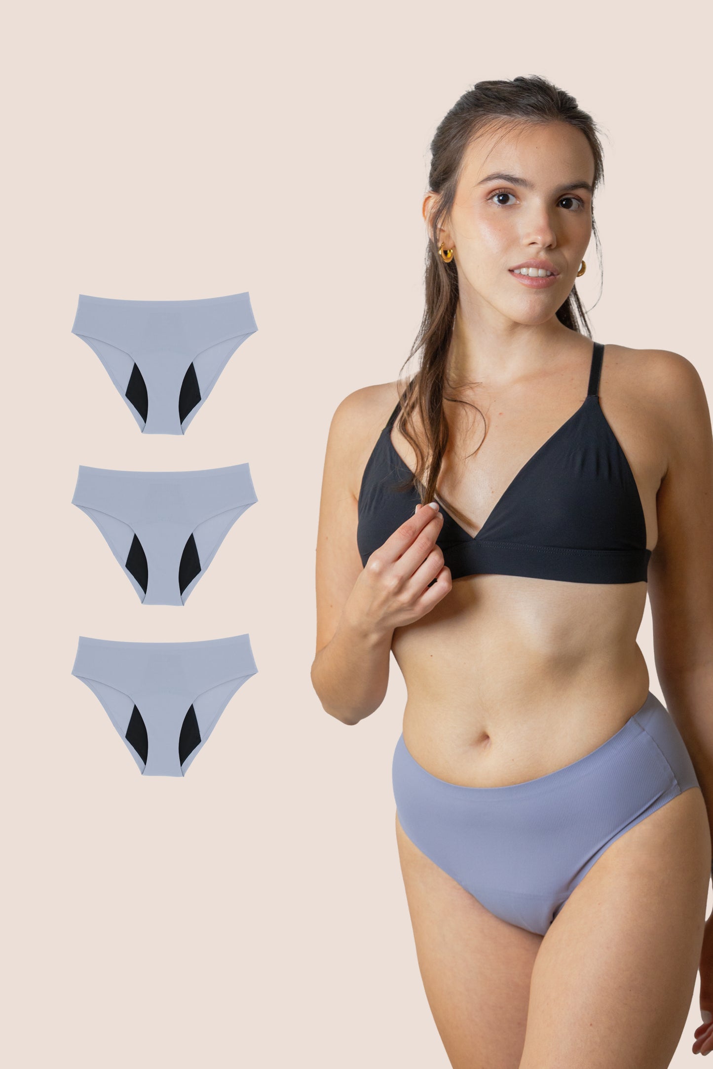 Periodenunterwäsche für Teenager Nahtlos Hohe Taille Lavendel pack 3