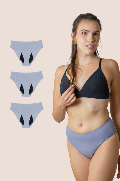 Periodenunterwäsche für Teenager Nahtlos Hohe Taille Lavendel pack 3