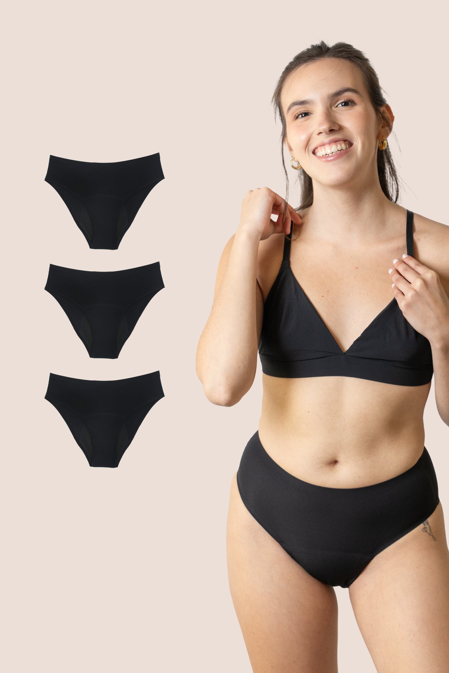 Periodenunterwäsche für Teenager Nahtlos Hohe Taille pack 3