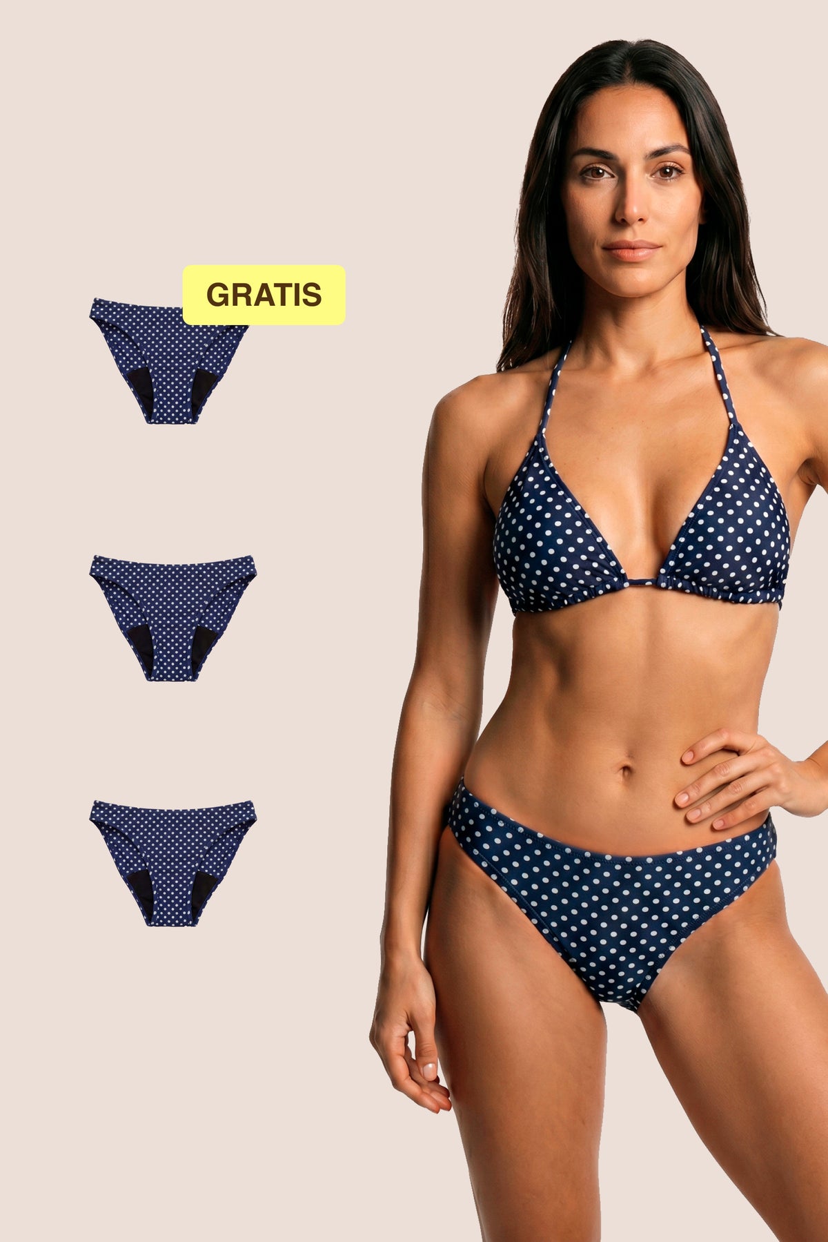 Perioden-Bikini | Klassisch | Blau mit Punkten
